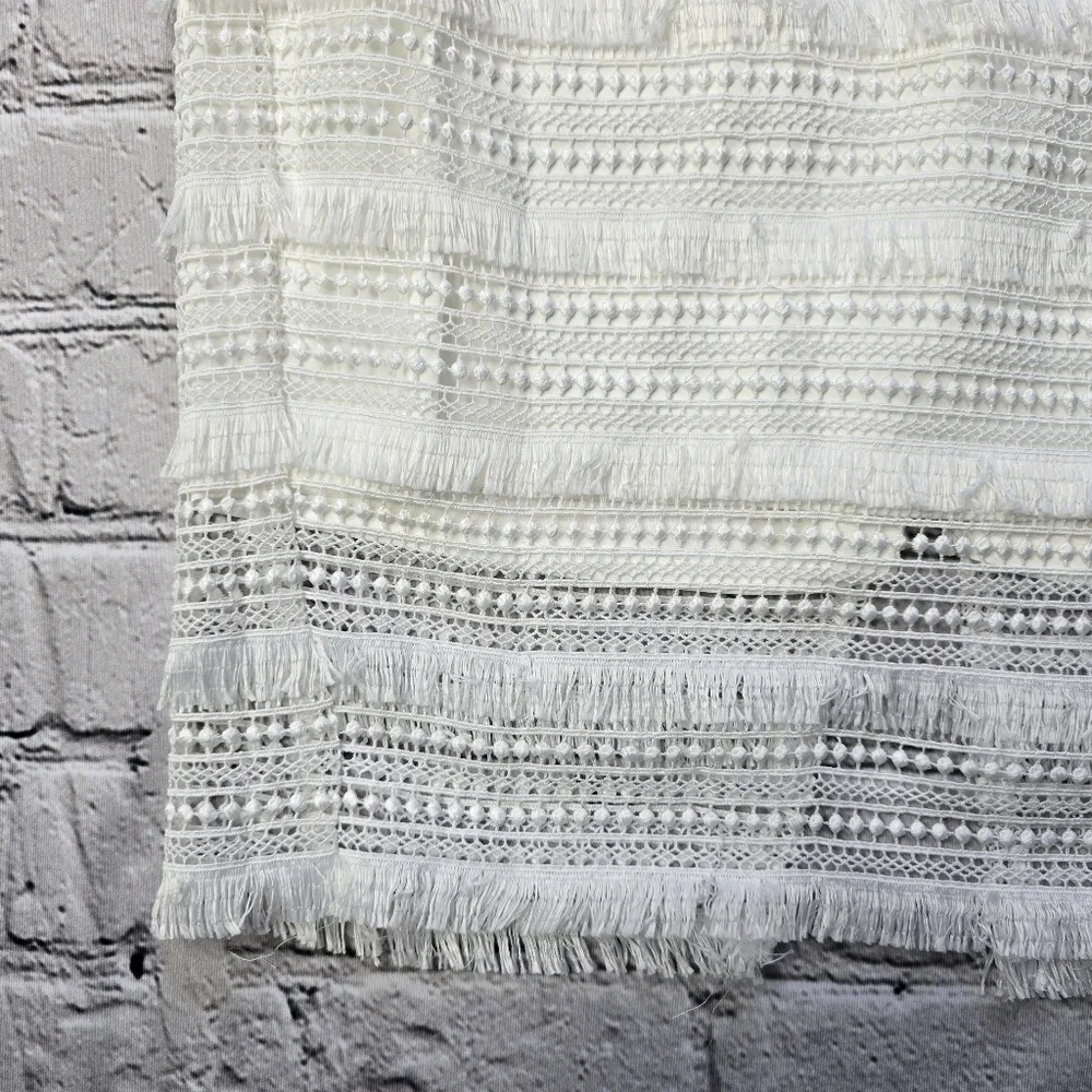 White‎ House Black Market WHBM White Fringe Crochet Accent Pencil Skirt Size 12 - Picture 5 of 12